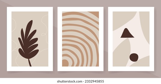 Abstract posters set. Contemporary Matisse organic shapes decorative element. Vector art print, wall decor.