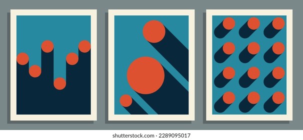 Afiches abstractos puestos. Cubierta geométrica, plantilla de fondo. Ilustración vectorial.