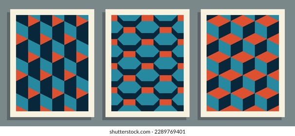Abstract posters set. Geometric cover, background template. Vector illustration.