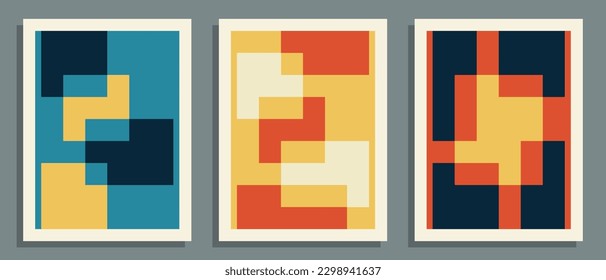 Abstract posters set. Geometric cover artwork, background design template. Vector illustration.