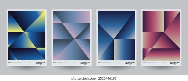 Conjunto de carteles Abstractas con composición de Formas degradadas. 