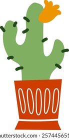 Abstract Pot With Cactus Vector Illustration