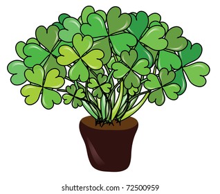 abstract pot with four leaf clovers for St. Patrick's  Day
