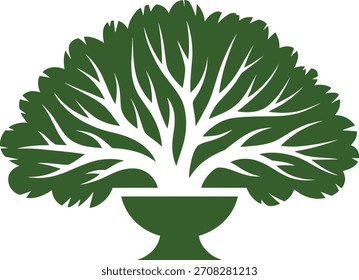 Abstrakte Töpfe Baum Silhouette Vektorgrafik für Logo und Branding-Design