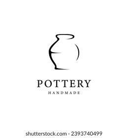 Abstract Pottery handmade logo design, traditional clay craft sign concept in simple flat design style