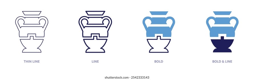 Abstract pottery icon in 4 different styles. Thin Line, Line, Bold, and Bold Line. Duotone style. Editable stroke.