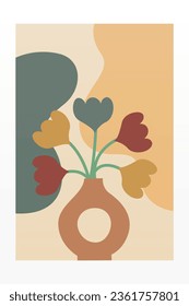 Abstract Pottery Wall Print. Minimalist Plant Art. Tropical Art Palm Leaf Vase Art Print. Bohemian Pot Wall Art