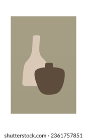 Abstract Pottery Wall Print. Minimalist Plant Art. Tropical Art Palm Leaf Vase Art Print. Bohemian Pot Wall Art