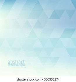 Abstract powder blue pattern textured by triangles. Light pale vector background