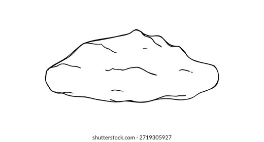 Vetor de pilha de pó abstrato linha isolada arte esboço de tinta preta. Contorno de açúcar em pó, cacau, pó de mostarda ou desenho de pilha de vanilina ilustração. Ingredientes monocromáticos para cozinhar