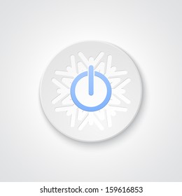 Abstract power button on the snowflake