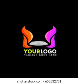 Abstract power vector logo. Identity template concept illustration. Flag business sign.  Flame fire icon. Gas insignia. Design element.