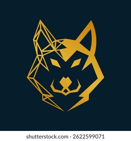 Abstract Powerful Logo with Geometric Wolf Illustration