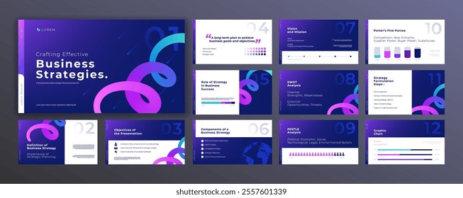 Abstract powerpoint presentation templates set, modern layout presentation background, banner template, brochure, landing page, company profile, business design package set, vector illustration.
