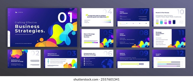 Abstract powerpoint presentation templates set, modern layout presentation background, banner template, brochure, landing page, company profile, business design package set, vector illustration.