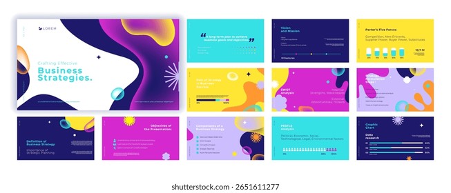 Resumo conjunto de modelos de apresentação do powerpoint, plano de fundo de apresentação de layout moderno, modelo de banner, folheto, página inicial, perfil da empresa, conjunto de pacotes de design de negócios, ilustração vetorial.