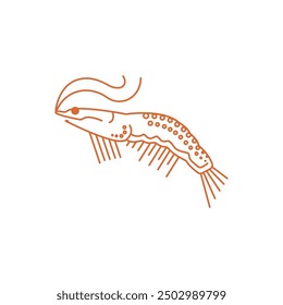 Gamba Abstractas. Dibujo de camarones. Ilustración vectorial