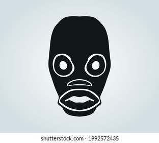 abstract pre-columbian masks of tribes in circular shape