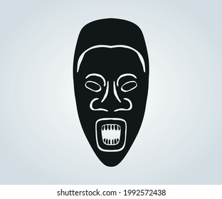 abstract pre-columbian masks of tribes in circular shape