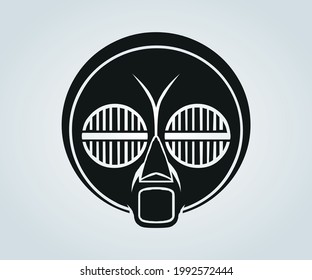 abstract pre-columbian masks of tribes in circular shape