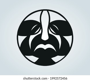abstract pre-columbian masks of tribes in circular shape