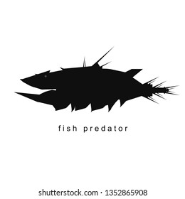 Abstract predator fish logo icon sign Submarine drone emblem template Shark silhouette Modern geometric design Technological engineering style Fashion print for clothes card picture banner poster ad