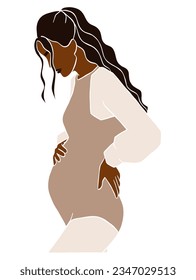 Abstract pregnant woman illustration. Vector illustration.