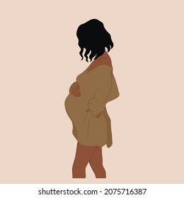 Abstract Pregnant Woman, Mother Pregnancy. Black female.