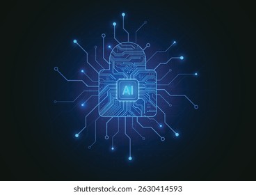 Abstract premium artificial intelligence security digital with circuit design concept. Abstract technology background protect system innovation for business. Vector illustration