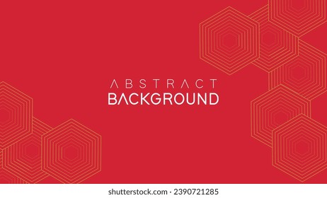 Abstract Premium background golden line isolated red background. Modern futuristic graphic design element. minimalist