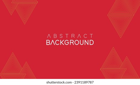 Abstract Premium background golden triangle isolated red background. Modern futuristic graphic design element. minimalist line vector