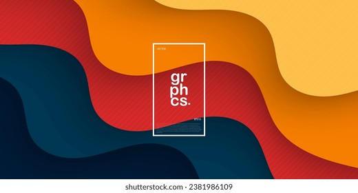 Abstract premium colorful wave background with solid color yellow orange red blue and black on background. Eps10 vector