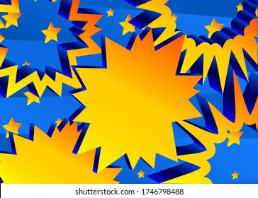 Abstract premium exclusive speech bubble background with gradient geometric elements. Vector yellow and blue luxury backdrop.