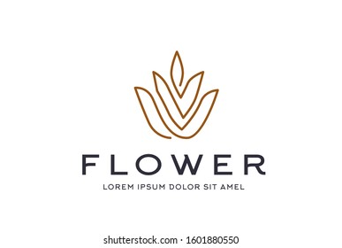 Abstract premium gold linear leaf icon design vector graphics