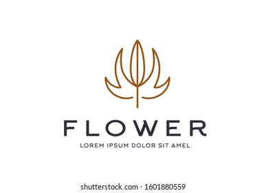 Abstract premium gold linear leaf icon design vector graphics