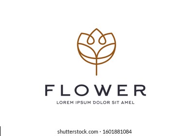 Abstract premium gold linear leaf icon design vector graphics