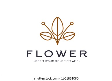 Abstract premium gold linear leaf icon design vector graphics