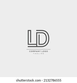 Abstract premium linear letter LD logo icon design modern minimal style illustration.