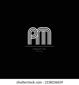 Resumen letra lineal premium diseño del icono del logotipo del PM diseño moderno de estilo mínimo.