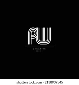 Resumen de letra lineal premium diseño de icono del logotipo PW diseño de estilo minimalista moderno.