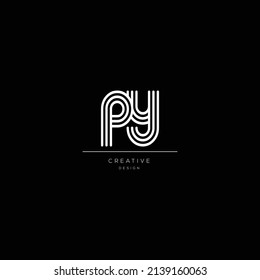 Abstract premium linear letter PY logo icon design modern minimal style illustration.