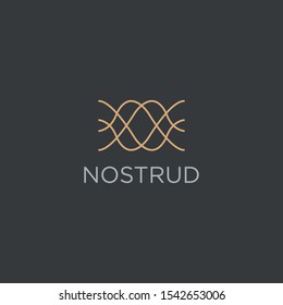 Abstract premium linear vector logotype. Motion wave flow logo symbol.