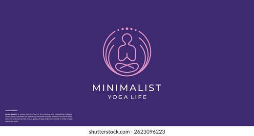 Abstract premium linear vector yoga life logo design.