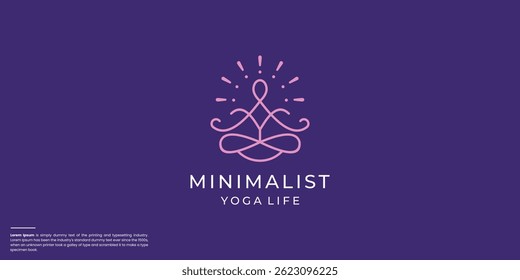 Abstract premium linear vector yoga human logo design.