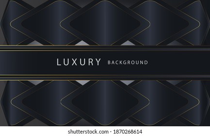 Resumen de diseño geométrico de lujo premium con ilustraciones modernas de fondo azul oscuro y oro, diseño vectorial.