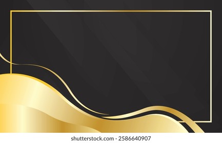 Abstract premium shiny color gold wave luxury on dark background