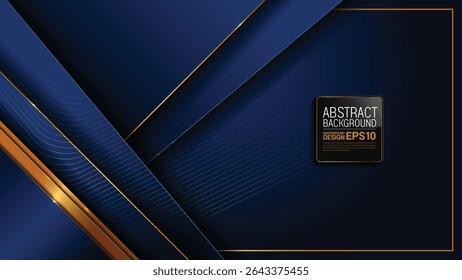 Vetor premium abstrato com linhas douradas e azuis, estilo reto e diagonal, layout 1920x1080 para marketing digital, apresentação de energia, banner tecnológico, design moderno, não feito com IA