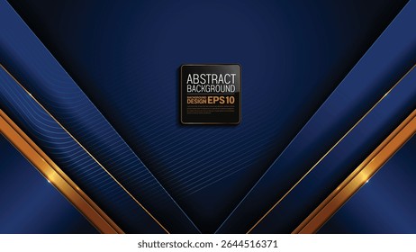 Abstract premium vector with gold and blue lines, straight and diagonal style, 1920x1080 layout for digital marketing, energy presentation, tech banner, modern design, not made with AI