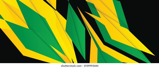 Abstract premium wave background design with geometric shapes. Abstract vector business card with green and yellow color