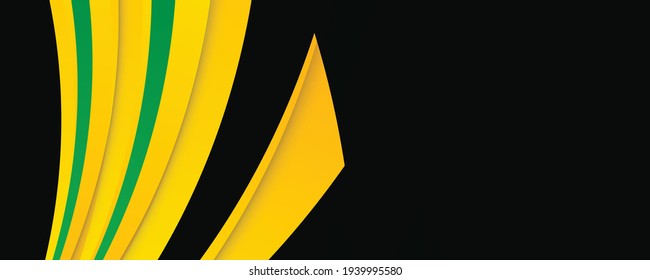 Resumen de diseño de fondo de ondas premium con formas geométricas. Tarjeta de negocio de vector abstracto de color verde y amarillo